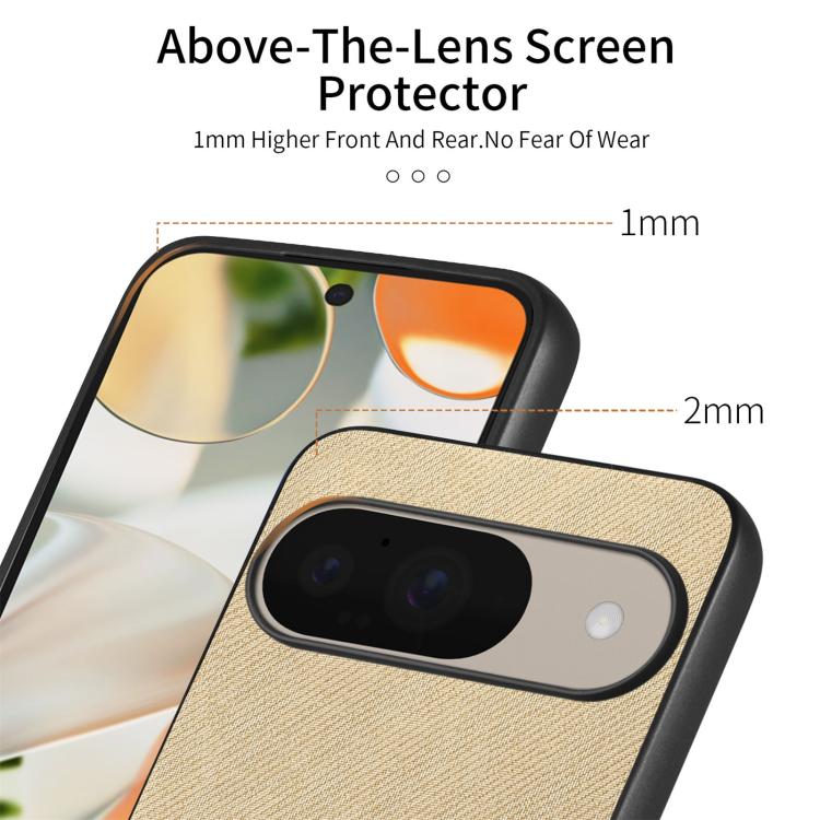 For Google Pixel 9 / 9 Pro Twill Fabric Leather Skin Back Phone Case