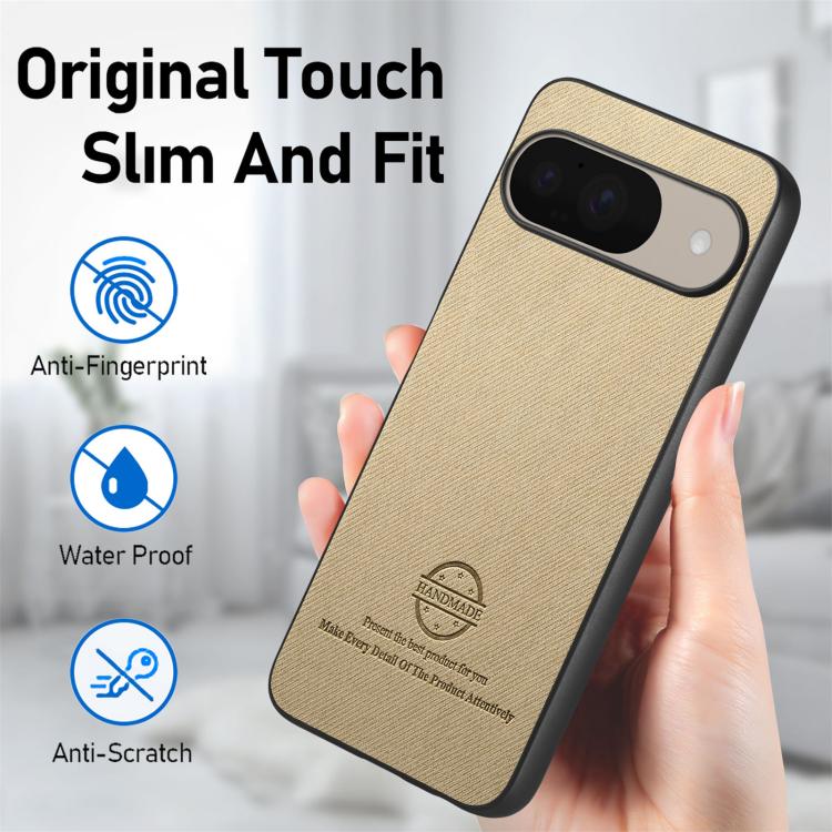 For Google Pixel 9 / 9 Pro Twill Fabric Leather Skin Back Phone Case