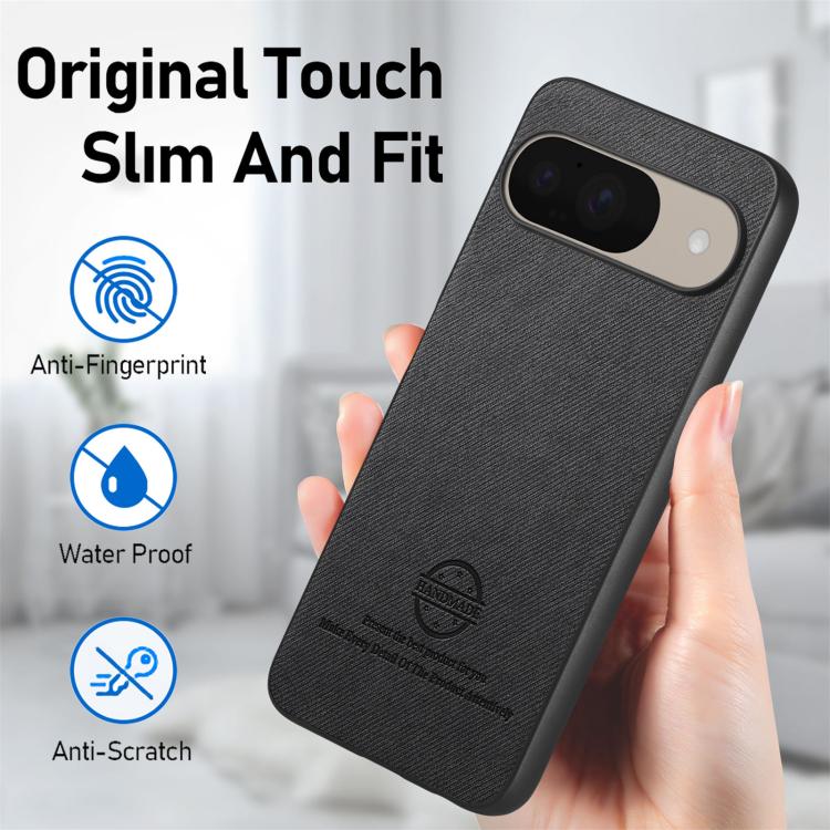 For Google Pixel 9 / 9 Pro Twill Fabric Leather Skin Back Phone Case