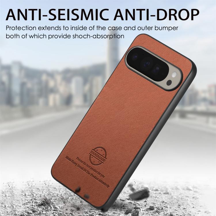 For Google Pixel 9 Pro XL Twill Fabric Leather Skin Back Phone Case