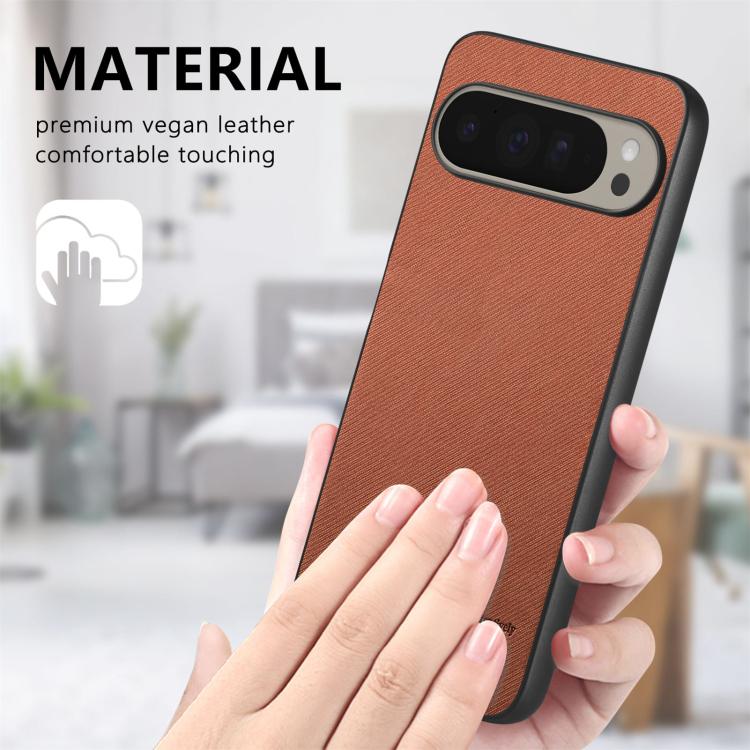 For Google Pixel 9 Pro XL Twill Fabric Leather Skin Back Phone Case