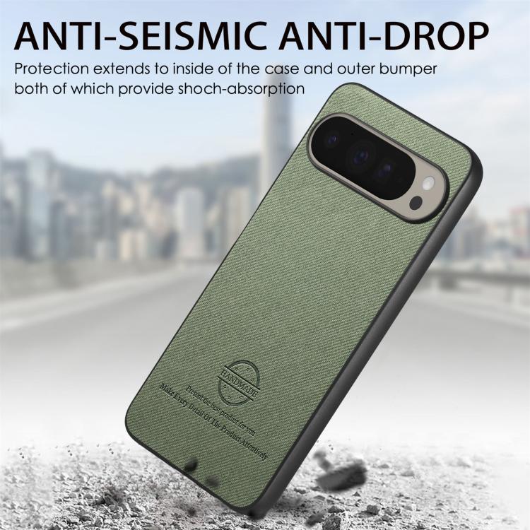 For Google Pixel 9 Pro XL Twill Fabric Leather Skin Back Phone Case