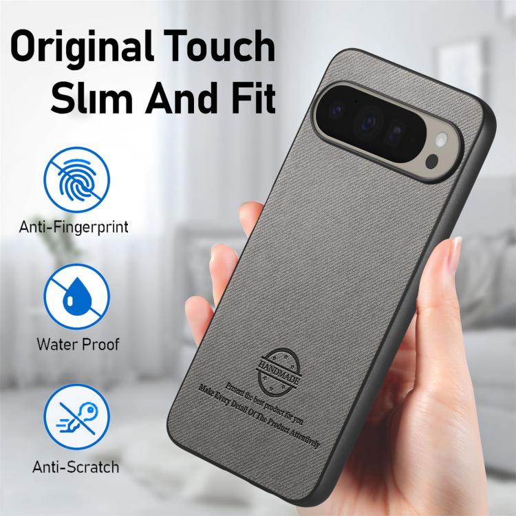 For Google Pixel 9 Pro XL Twill Fabric Leather Skin Back Phone Case