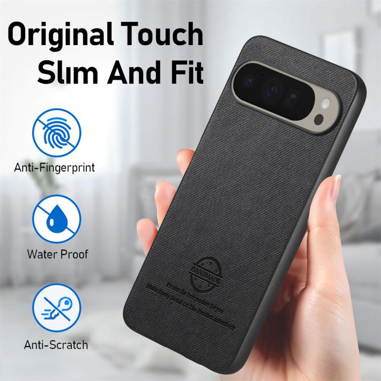 For Google Pixel 9 Pro XL Twill Fabric Leather Skin Back Phone Case