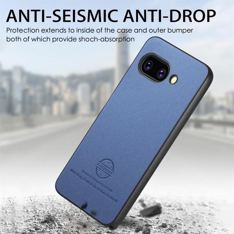 For Google Pixel 9a Twill Fabric Leather Skin Back Phone Case