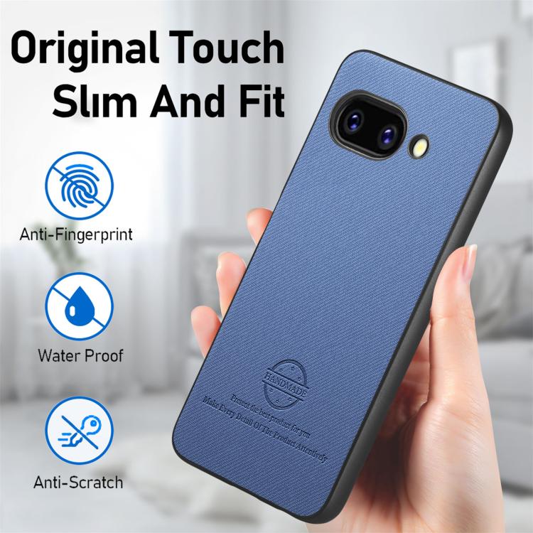 For Google Pixel 9a Twill Fabric Leather Skin Back Phone Case