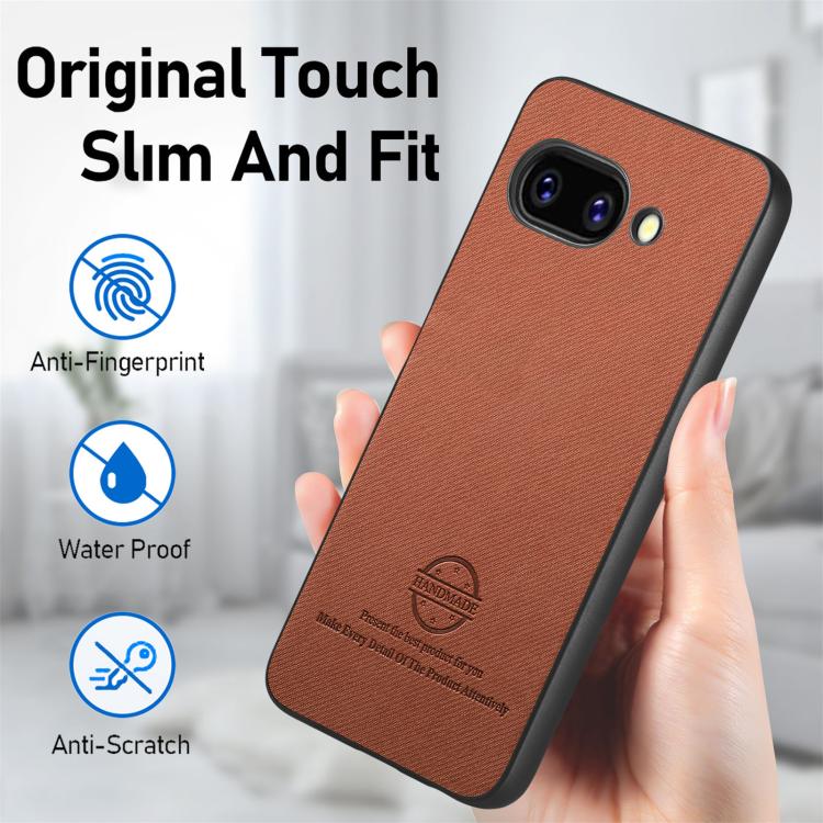For Google Pixel 9a Twill Fabric Leather Skin Back Phone Case
