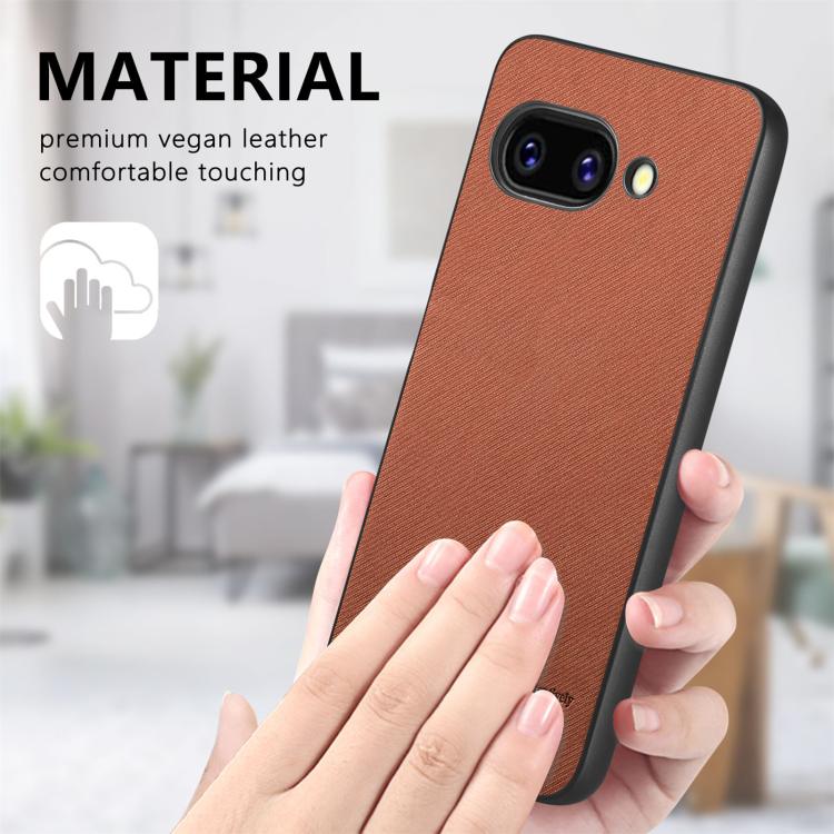 For Google Pixel 9a Twill Fabric Leather Skin Back Phone Case