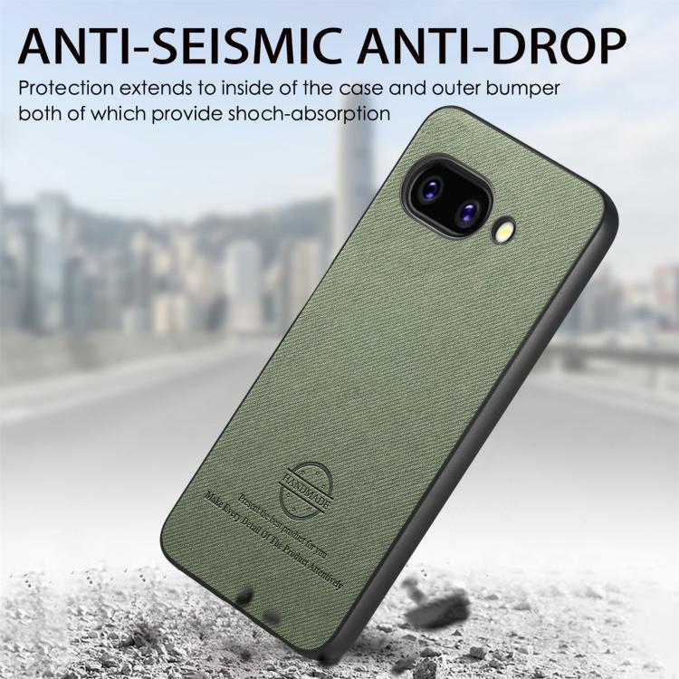 For Google Pixel 9a Twill Fabric Leather Skin Back Phone Case