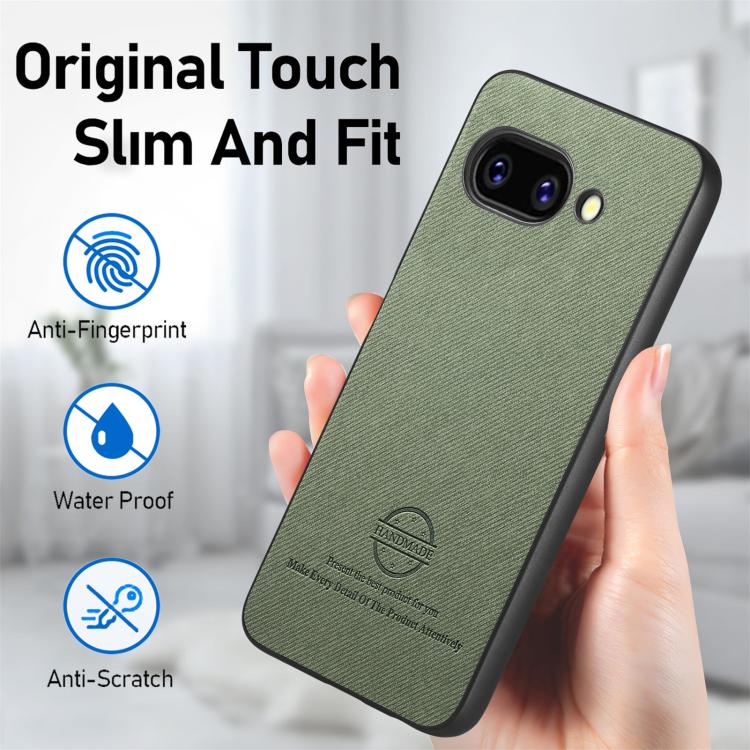 For Google Pixel 9a Twill Fabric Leather Skin Back Phone Case
