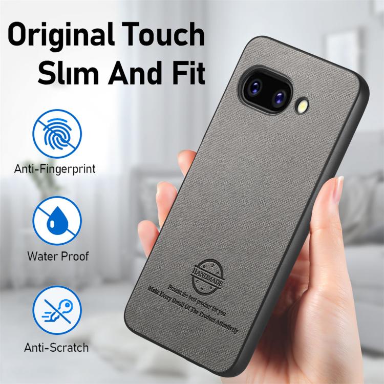 For Google Pixel 9a Twill Fabric Leather Skin Back Phone Case