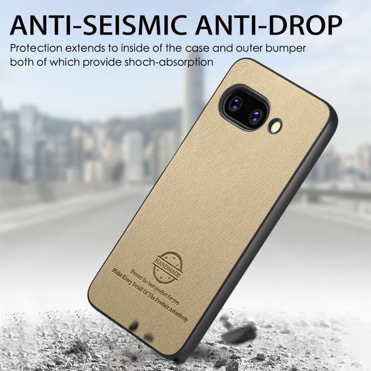 For Google Pixel 9a Twill Fabric Leather Skin Back Phone Case