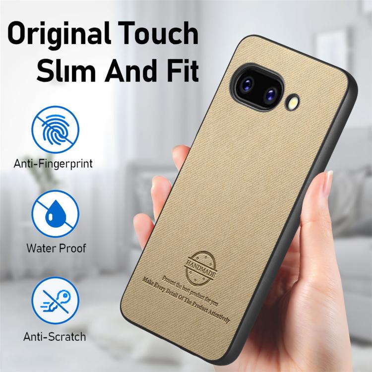 For Google Pixel 9a Twill Fabric Leather Skin Back Phone Case
