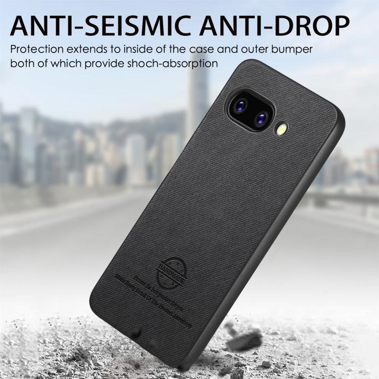 For Google Pixel 9a Twill Fabric Leather Skin Back Phone Case