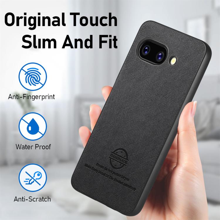 For Google Pixel 9a Twill Fabric Leather Skin Back Phone Case