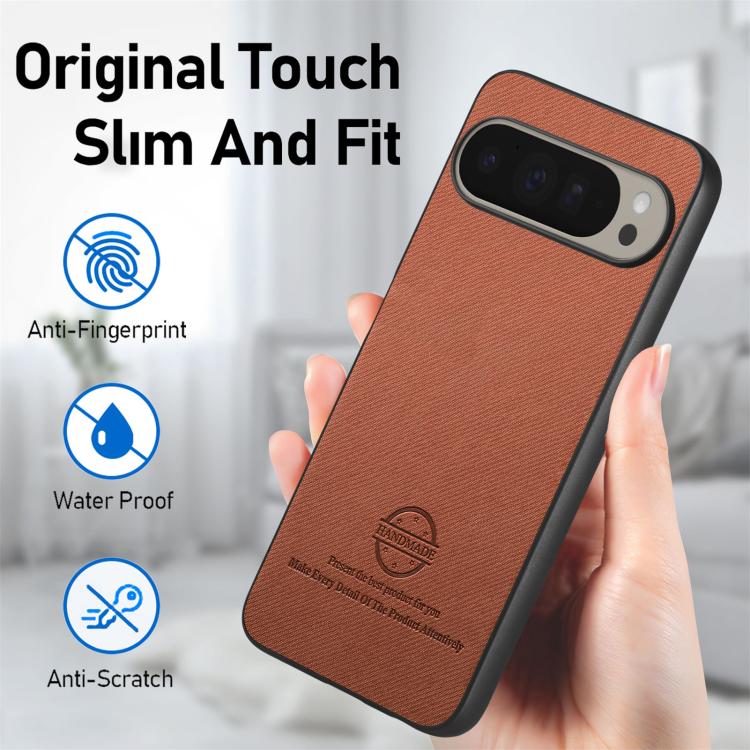 For Google Pixel 10 Pro XL Twill Fabric Leather Skin Back Phone Case