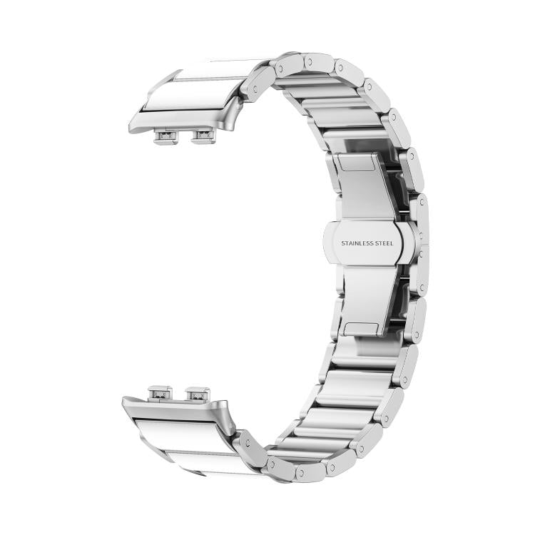 For Honor Band 9 Butterfly Buckle Ceramic White Metal Watch Band