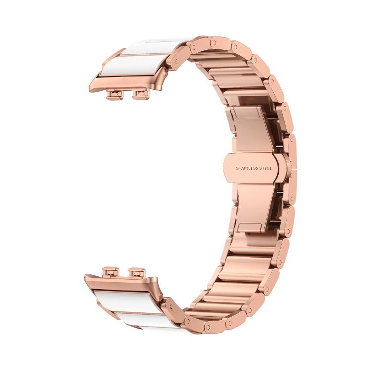 For Honor Band 9 Butterfly Buckle Ceramic White Metal Watch Band