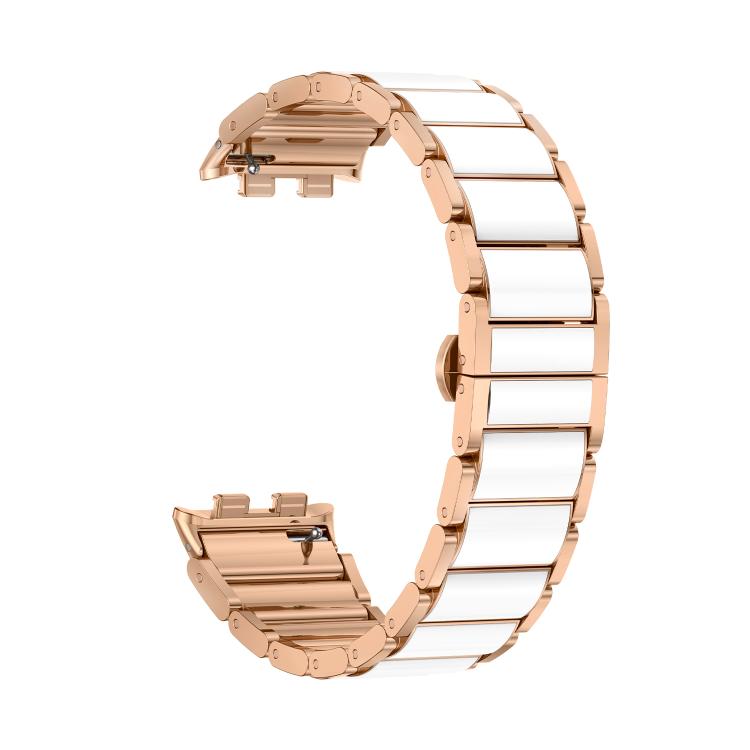 For Honor Band 9 Butterfly Buckle Ceramic White Metal Watch Band