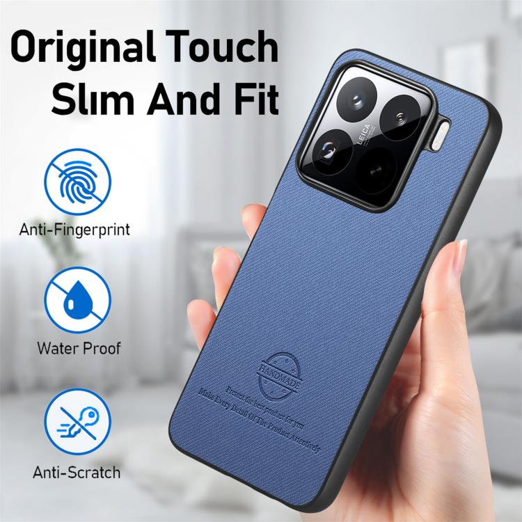 For Xiaomi 15 Twill Fabric Leather Skin Back Phone Case