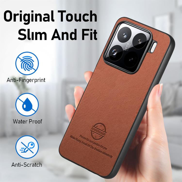 For Xiaomi 15 Twill Fabric Leather Skin Back Phone Case