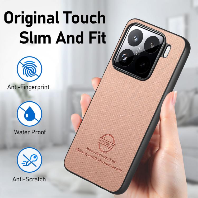 For Xiaomi 15 Twill Fabric Leather Skin Back Phone Case