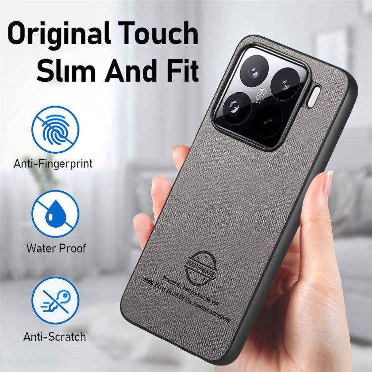 For Xiaomi 15 Twill Fabric Leather Skin Back Phone Case