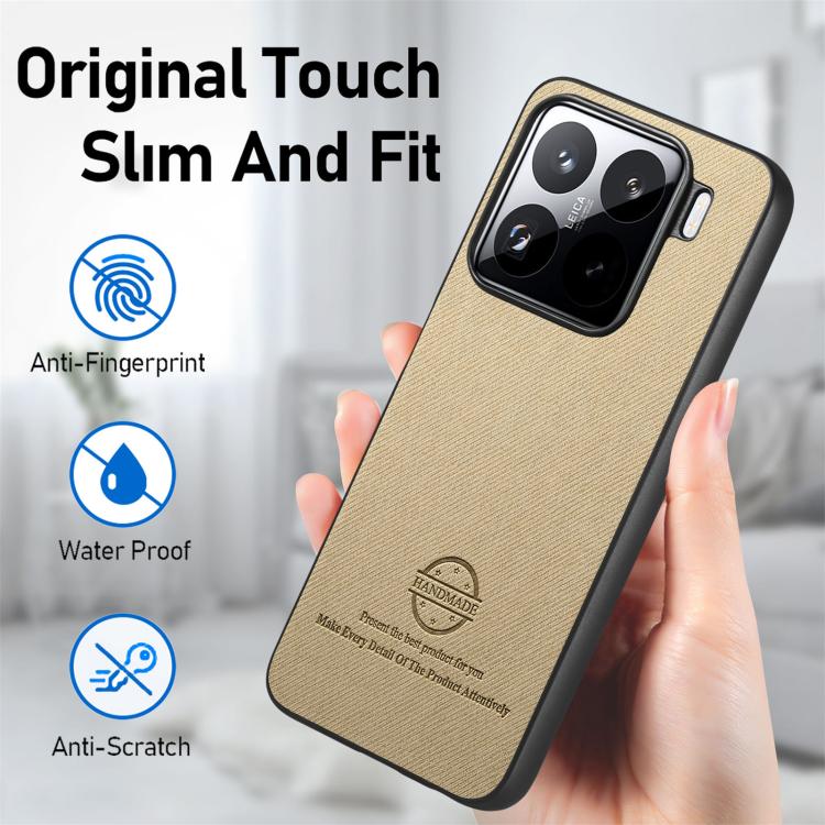 For Xiaomi 15 Twill Fabric Leather Skin Back Phone Case
