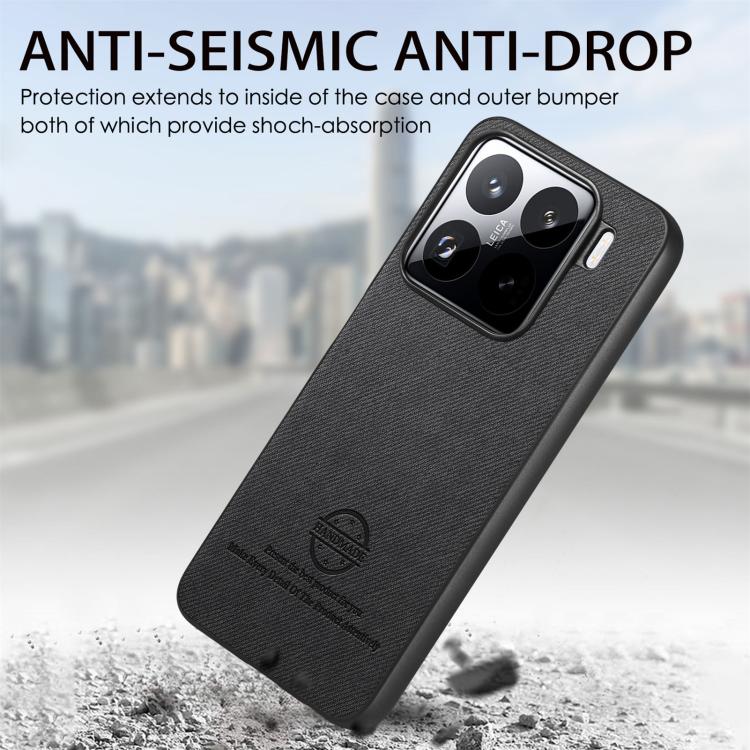 For Xiaomi 15 Twill Fabric Leather Skin Back Phone Case