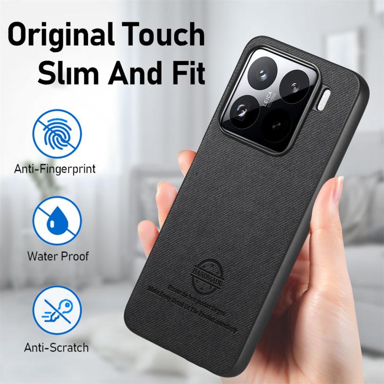 For Xiaomi 15 Twill Fabric Leather Skin Back Phone Case