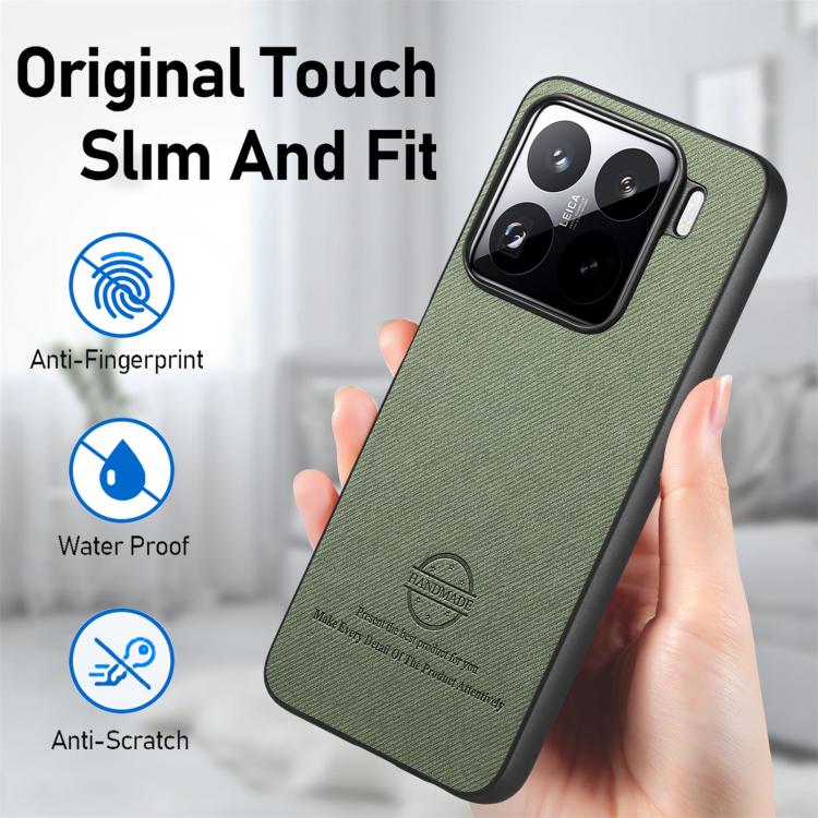 For Xiaomi 15 Pro Twill Fabric Leather Skin Back Phone Case