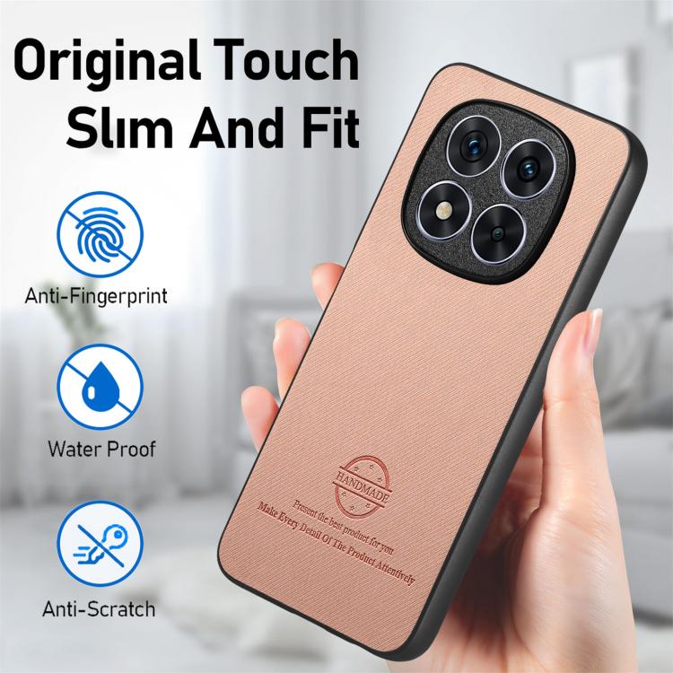 For Redmi 14C Twill Fabric Leather Skin Back Phone Case