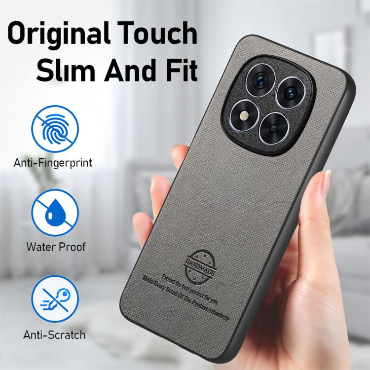 For Redmi 14C Twill Fabric Leather Skin Back Phone Case