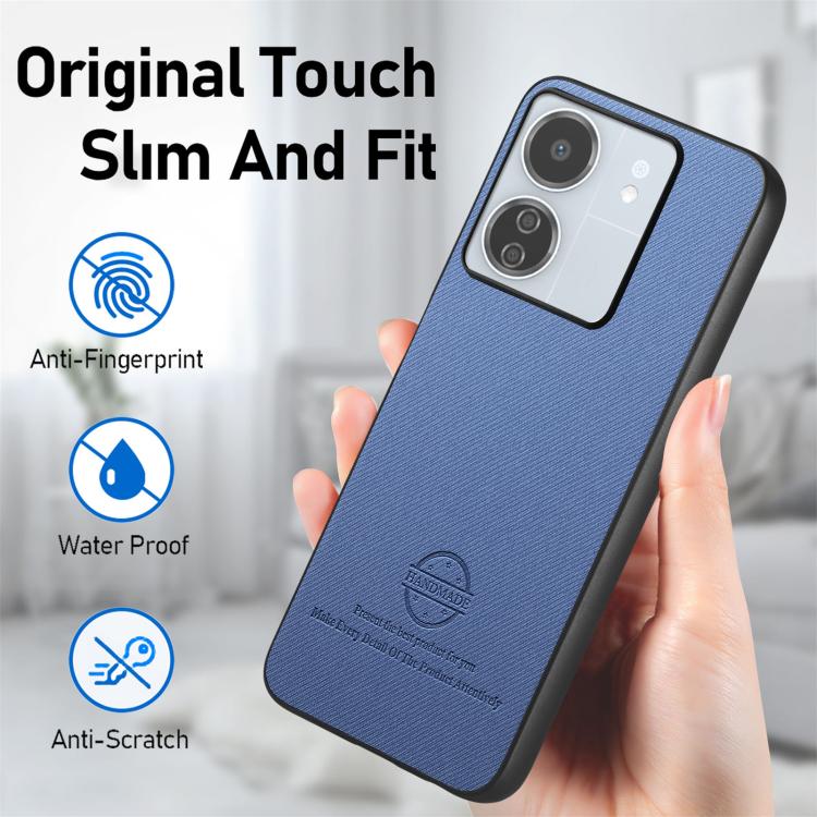 For Redmi 13C Twill Fabric Leather Skin Back Phone Case