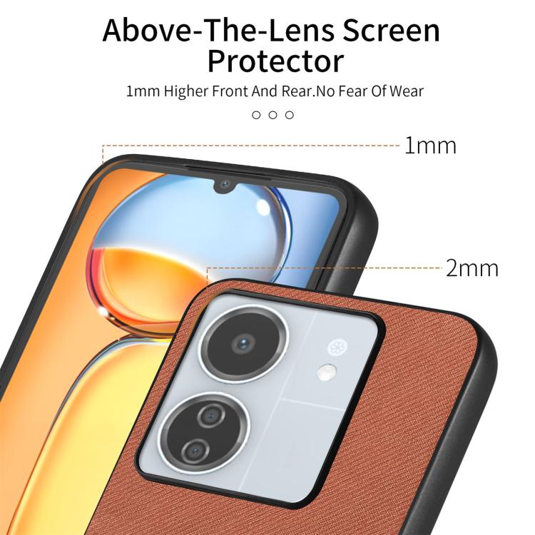 For Redmi 13C Twill Fabric Leather Skin Back Phone Case