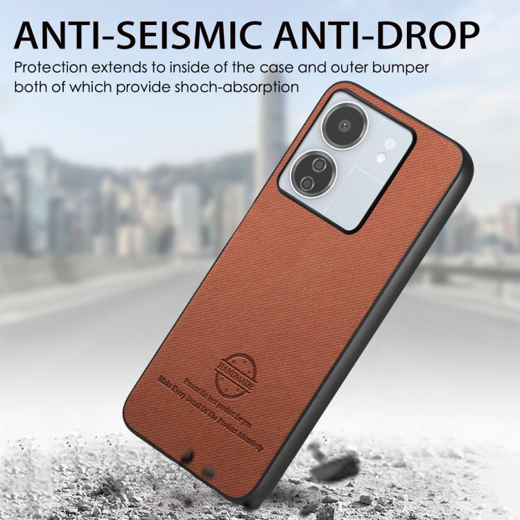 For Redmi 13C Twill Fabric Leather Skin Back Phone Case