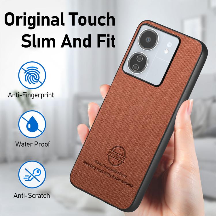 For Redmi 13C Twill Fabric Leather Skin Back Phone Case