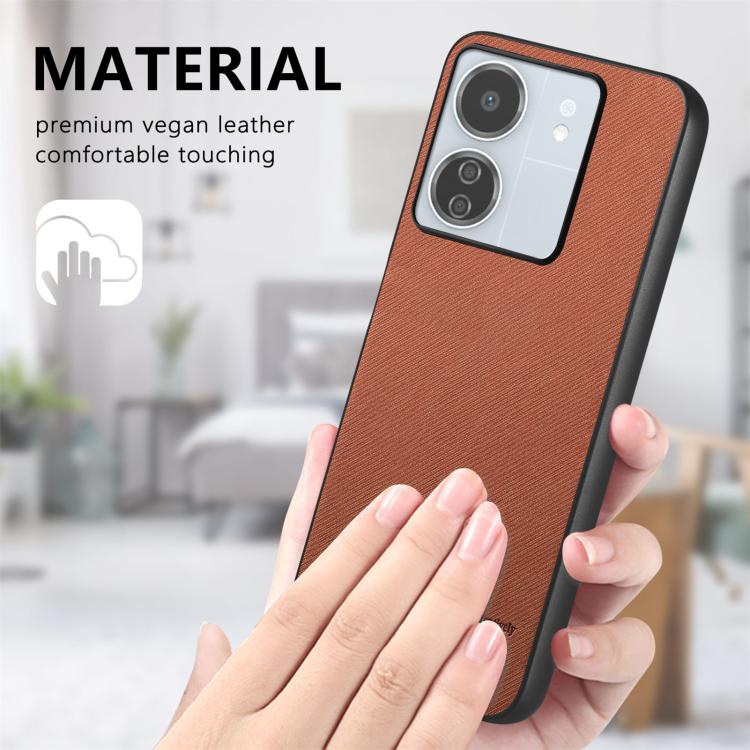 For Redmi 13C Twill Fabric Leather Skin Back Phone Case