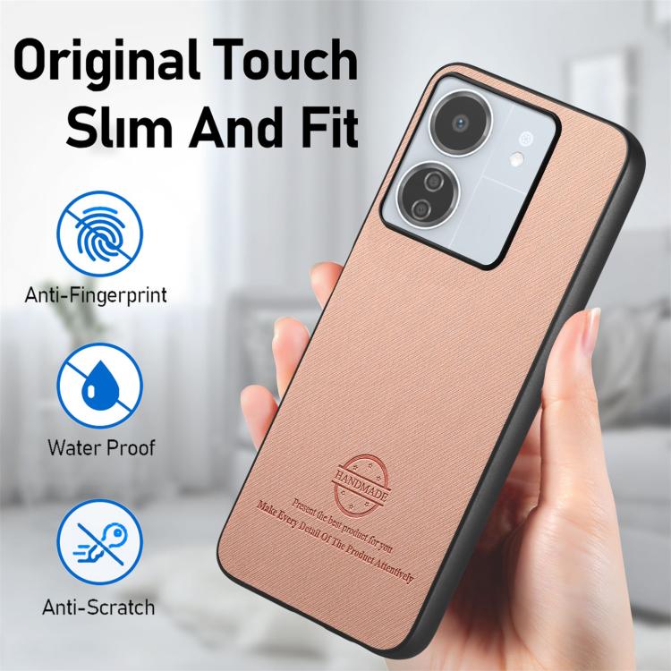 For Redmi 13C Twill Fabric Leather Skin Back Phone Case