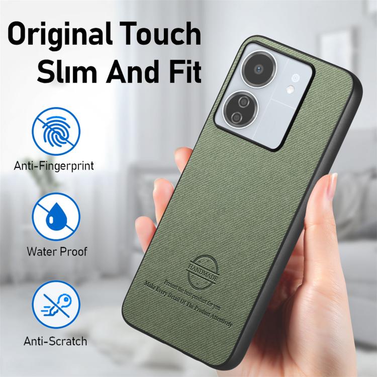 For Redmi 13C Twill Fabric Leather Skin Back Phone Case