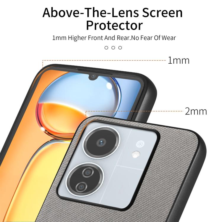 For Redmi 13C Twill Fabric Leather Skin Back Phone Case