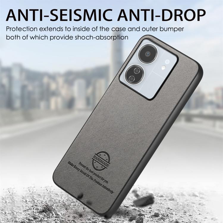 For Redmi 13C Twill Fabric Leather Skin Back Phone Case