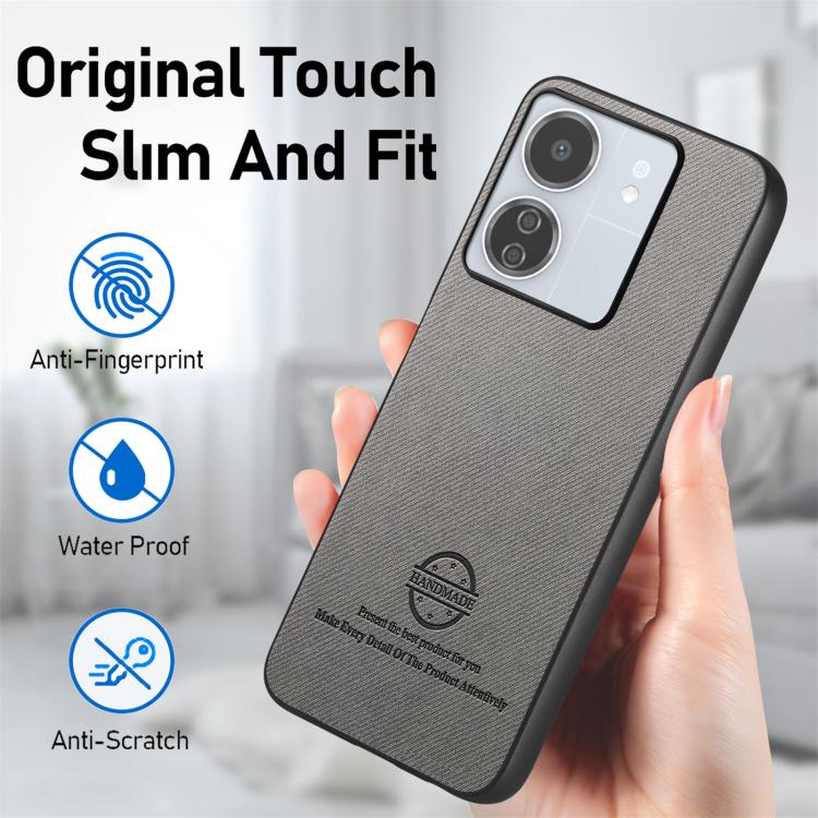 For Redmi 13C Twill Fabric Leather Skin Back Phone Case