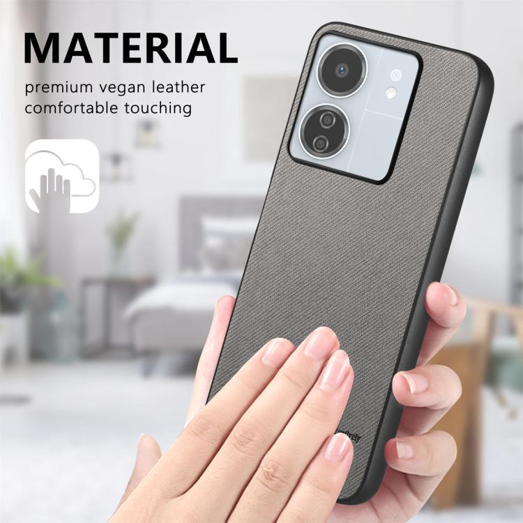 For Redmi 13C Twill Fabric Leather Skin Back Phone Case