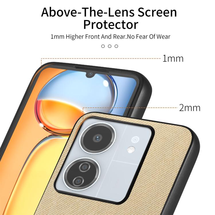For Redmi 13C Twill Fabric Leather Skin Back Phone Case
