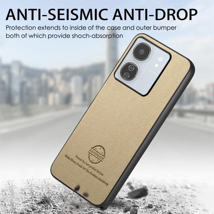 For Redmi 13C Twill Fabric Leather Skin Back Phone Case