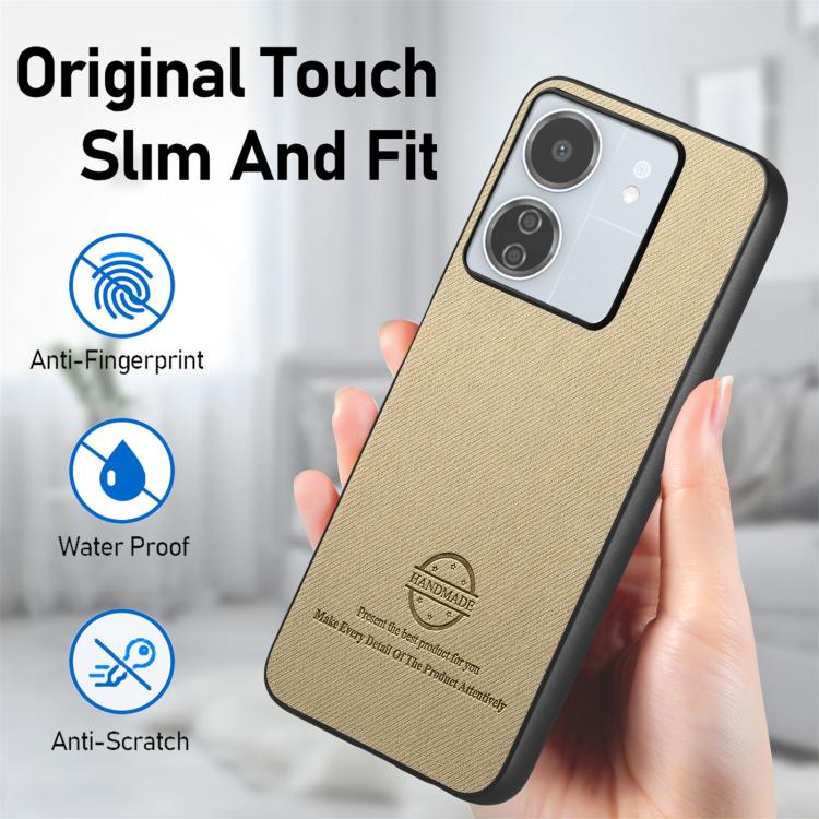 For Redmi 13C Twill Fabric Leather Skin Back Phone Case