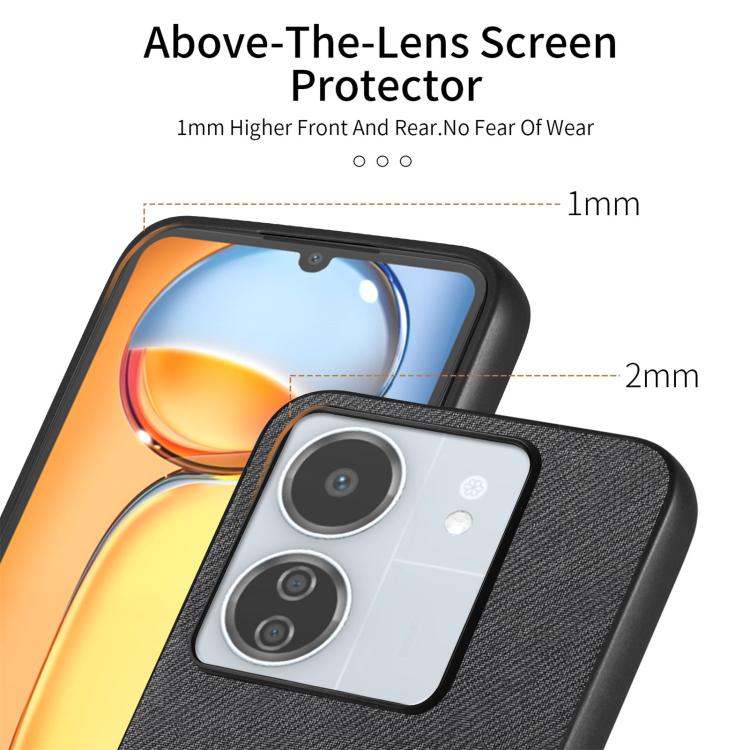 For Redmi 13C Twill Fabric Leather Skin Back Phone Case