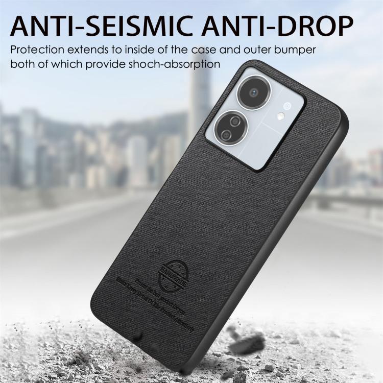 For Redmi 13C Twill Fabric Leather Skin Back Phone Case
