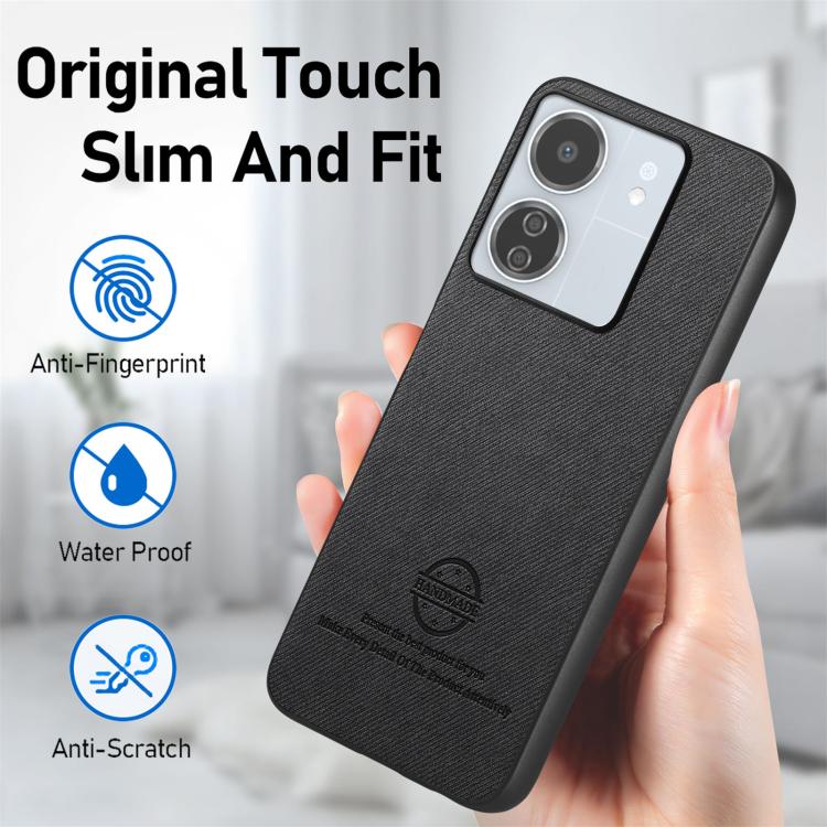 For Redmi 13C Twill Fabric Leather Skin Back Phone Case